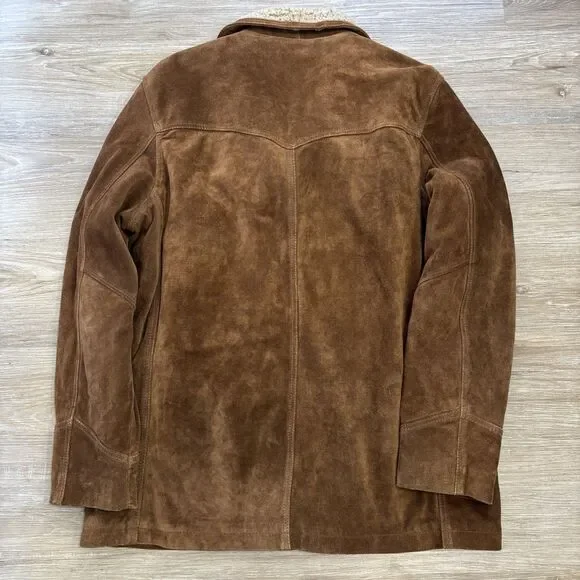 Wilsons Leather Jacket Mens Size XL Vintage USA Suede Sherpa Brown 4 Button - Picture 7 of 7